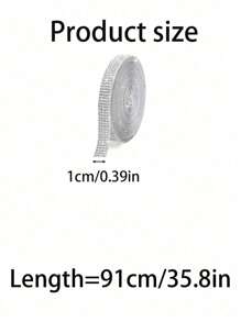 SHEIN 1 Pc Self-Adhesive Crystal Rhinestone Diamond Ribbon - DIY Diamond Ribbon Stickers With 2 Mm Rhinestones For Arts Crafts,Bling Silver Ribbon Rolls For Phone,Car Decoration