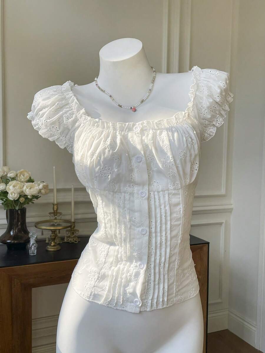 Comfortcana 白色提花梭织衬衫，适合夏季的时尚设计