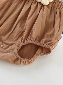 SHEIN Playful Pals Baby Girl Floral Overall Outfit, Sweet Adorable Teddy Bear & Tiny Flower Print Design, Perfect For Newborn Baby Photo Shoot, Korea/Japan Style