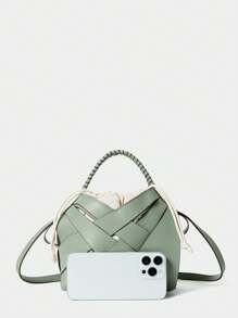 SHECARRY Women Simple Practical Tote Bag, Solid Color - Green - View 3