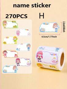 SHEIN 280pcs Cartoon Name Stickers, Colorful Label Stickers, Self-Adhesive Cube Stickers For Students Back To School Back To School