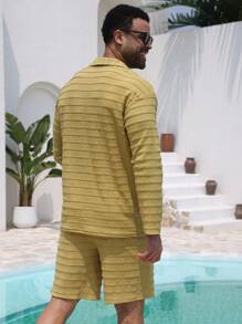 DAZY Summer Men's Textured Green Shirt Set - Green - View 2