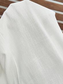 SHEIN Pregnant Women Plain Color Tie Waist Side Slit Wide Leg Casual Pants - White - View 7