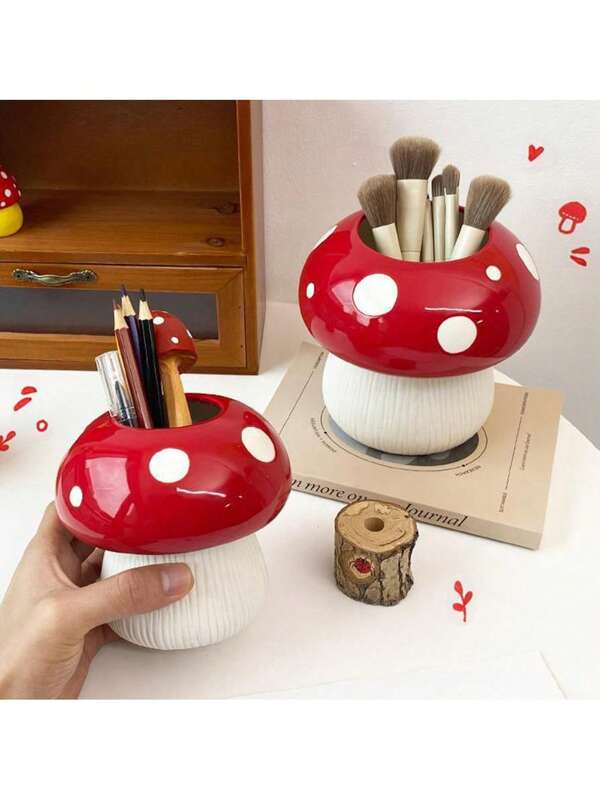 SHEIN 1pc Creative Resin Mushroom Shaped Vase Ornament Home Decorative Craft For Furniture Desktop Decoration