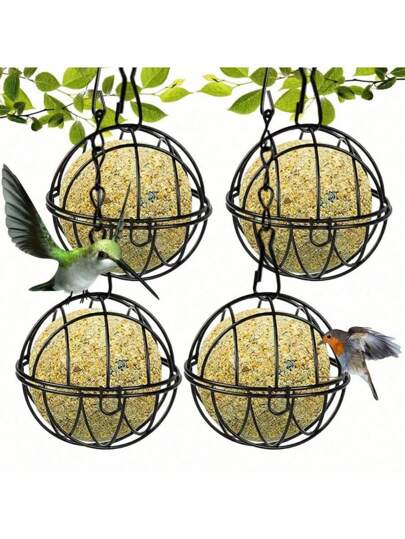 2/4pcs Chit Ball Holder, Bird Feeder, Metal Hanging Bird Feeder, Fat Ball Holder For Hanging, Bird Feeder For Wild Birds, Garden