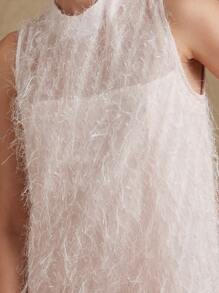 Aveloria Rosie New French Fashion Noble Lady Sweet Style Delicate Simple Generous High-End Exquisite See-Through Silver Thread Tassel Fabric Sleeveless Round Neck Slightly Loose Women Short Dress Elegant FashionableOld Money Style  For Summer