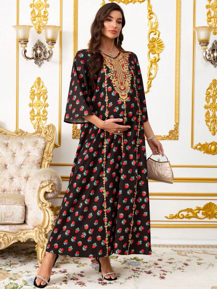 SHEIN Maternity Dress With Mesh, Fashionable And Suitable For Summer,Maternity Clothes - Black - View 1