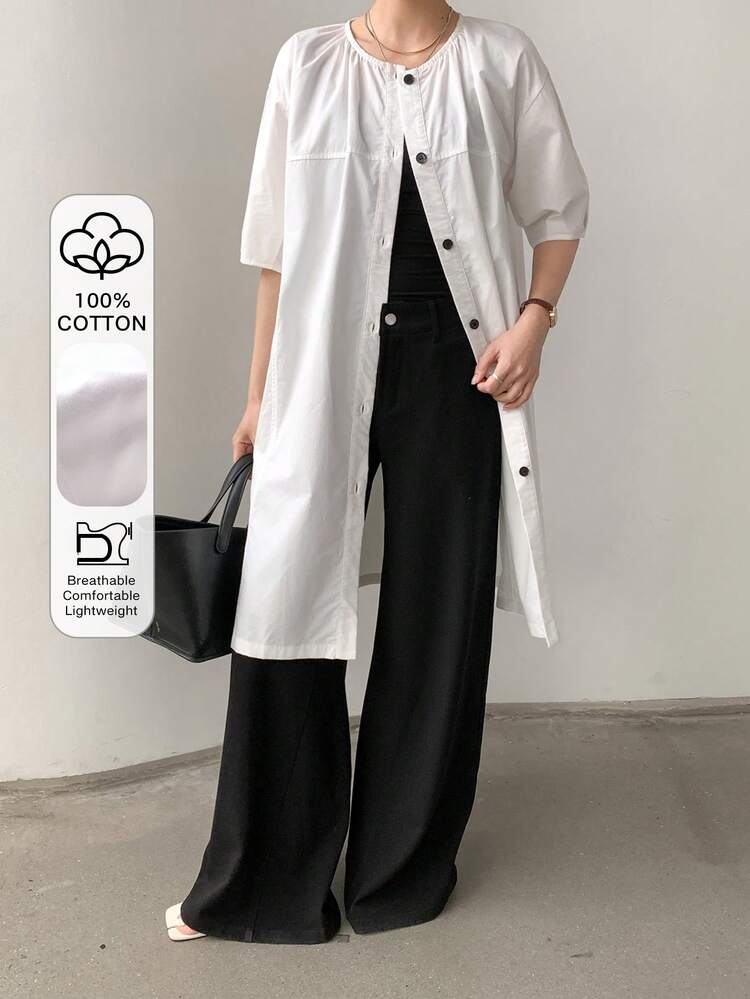 Business Casual Loose Long Sleeve Single-Breasted Women Blouse