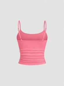 Sweetra 女士修身粉色吊带背心，分层无袖上衣 Y2K - 粉色 - 查看 2