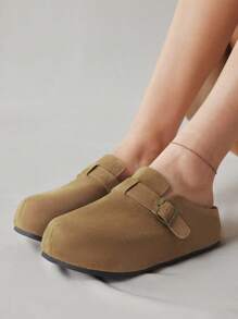 Solecia 女士厚底露趾穆勒鞋，舒适平底凉鞋 - 棕色 - 查看 11