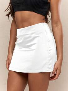 MISSGUIDED 缎面紧身迷你裙商务休闲 - 白色 - 查看 3