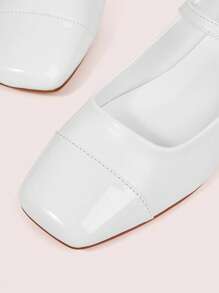 CUCCOO DOLLMOD Fashion White Mary Jane Low Chunky Heel Flats For Christmas - White - View 7