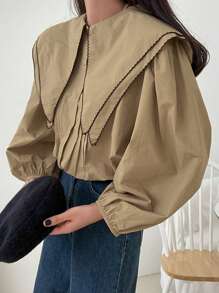 DAZY Statement Collar Lantern Sleeve Blouse,Long Sleeve Tops,Fall Clothes
