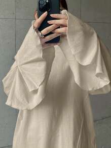 FRIFUL Women's White Loose T-Shirt, Bell Sleeve, Basic Tee For Spring,Fall Clothes