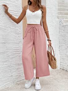 SHEIN Frenchy 2pcs Women Holiday Contrast Lace Embroidery Strappy Camisole Top And Shorts Set, Casual Island Vacation Outfits Summer Pink - Baby Pink - View 4