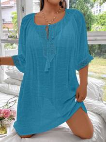 Swim Lushoire 1 pezzo Copricostume taglia curvy, monocolore, con laccetti, comodo e morbido