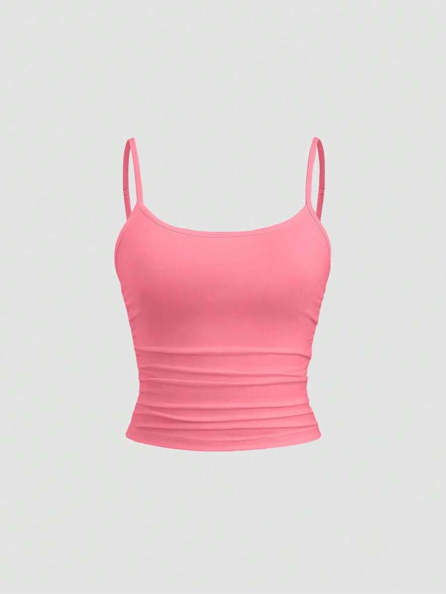 Sweetra 女士修身粉色吊带背心，分层无袖上衣 Y2K - 粉色 - 查看 1
