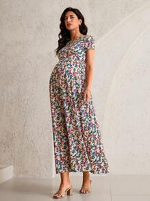 MaterniWear Vestito estivo a maniche corte per donne incinte, alla moda