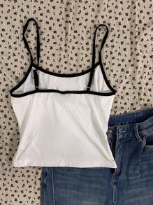 Attitoon Women Casual Sexy Racerback Slim Fit Black & White Contrast Camisole, Suitable For Summer, Raccoon Print, Cowgirl