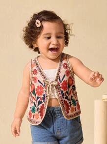 Travachic KIDS Babygirl Summer Cute & Versatile Floral Pattern Vest Top - Multicolor - View 4
