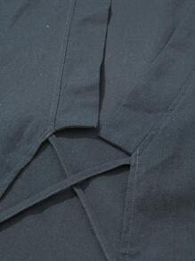 Manfinity RSRT Japanese Casual Men Shirt Co-Ords, Solid Color Buttonless Drawstring Short Sleeve Shirt And Drawstring Trousers, Suitable For Summer, Suitable For Father's Day Gift Japanese Pants Men Two Pieces Outfits For Men Men Outfits Clothes Set, Cozy Outfits