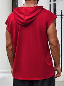 Manfinity Homme Plus Size Men's Solid Color Casual Loose Fit Pullover Hoodie Top - Red - View 2