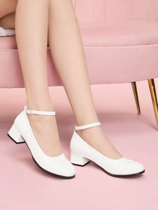 CUCCOO DOLLMOD Fashionable Versatile Round Toe Chunky Heel Hollow Pumps