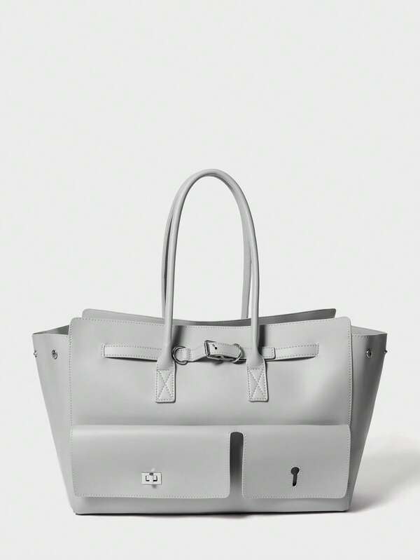 SHECARRY Einfache und lässige Uni-Farbige Stofftasche, Pendlertasche, elegante Damentasche