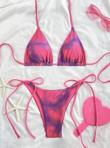 Swim Mod Ensembles de bikini imprimés tie-dye, imprimés aléatoires pour les vacances à la plage