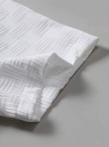 Manfinity Homme 男士纯色短袖单排扣休闲办公衬衫男士修身衬衫男士夏季衬衫男士衬衫休闲时尚男士短袖衬衫男士短袖正装衬衫男士正装衬衫短款 - 白色 - 查看 4