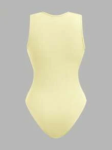 SHEIN EZwear Set de 3 bodys de mujer de un solo color con cuello redondo y sin mangas