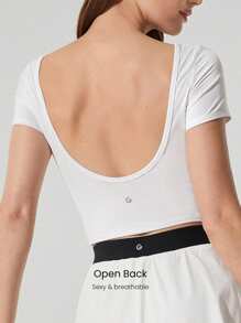 GLOWMODE Camiseta de secado rápido con espalda abierta Optidry, casual diaria de secado rápido y con tratamiento antimanchas, para primavera y verano - Blanco - Ver 3