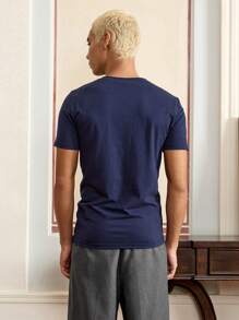 SWAVVY Men's Knit Casual Daily Loose Fit Solid Color Short Sleeve T-Shirt