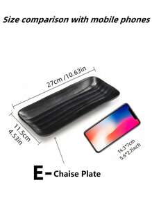 SHEIN 1 pieza Bandeja nueva de melamina mate, plato rectangular para sushi, bandeja de plástico, color negro, apto para juegos de té, cristalería, caramelos, galletas, pan, bodas, banquetes, regalos, cumpleaños