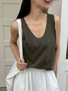 DAZY Damen Lässiges Leinentop im Künstlerstil, Preppy Oberteil