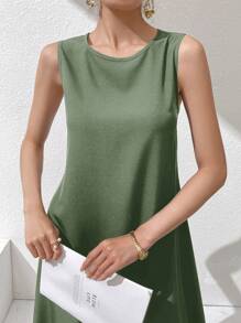 Al Najma Damen Lässig Einfarbiges Ärmelloses Arabisches Kleid - Verschiedenfarbig - Übersicht 6