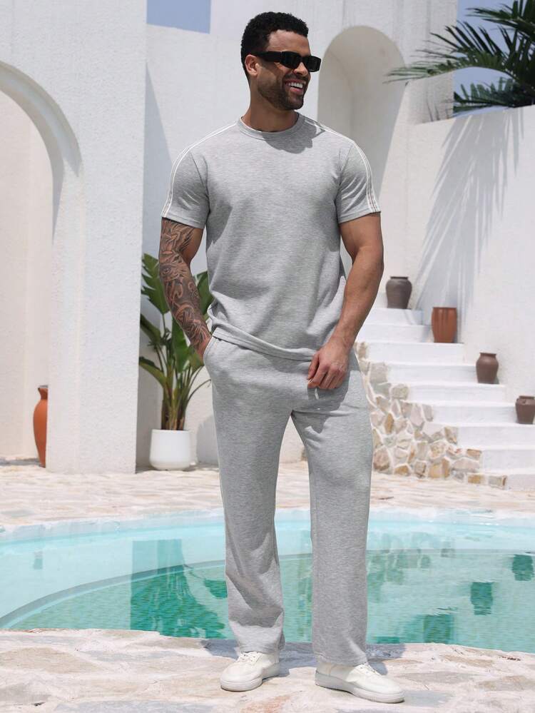 Men's Side Contrast Tape T-Shirt Set