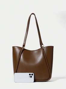 SHECARRY Bolsa tote feminina de cor sólida, simples e de grande capacidade, bolsa de armazenamento, bolsas de trabalho atraentes para mulheres