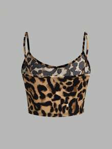 SHEIN EZwear 3 件豹纹女式短款紧身休闲吊带背心，适合夏季 - 彩色 - 查看 6