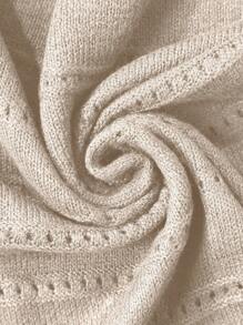 EMERY ROSE Casual Solid Color Dropped Shoulder Loose Knit Sweater Knit Pullover Fall Winter - Apricot - View 5