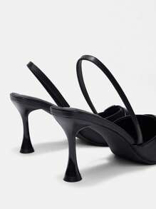 CUCCOO CURVES Black PU Enlarged Fit 8.2cm Pointed Toe Minimalist Fashion Comfortable Flats - Black - View 3