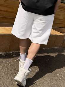 DAZY Men's Summer Solid Color Drawstring Waist Loose Shorts Men Jogger Shorts - White - View 5