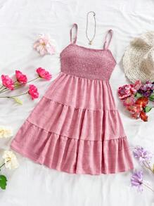Soleia Solid Ruffle Hem Cami Dress