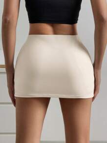 SHEIN EZwear 2pcs Women Knitted Skort Set, New Arrival - Apricot - View 2