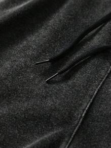 Manfinity EMRG 男士水洗工装T恤和短裤休闲宽松西装短套装男两件套衣服套装男士两件套休闲男套装衣服男装套装 - 黑色 - 查看 3