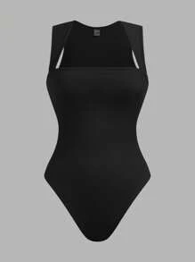 SHEIN EZwear Set de 3 bodys de mujer de un solo color con cuello redondo y sin mangas