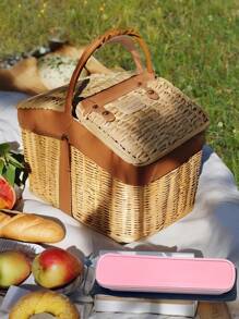 SHEIN 旅行用具，餐具套装返校，旅行银器套装带盒，餐具套装便携式营地可重复使用 18/8 不锈钢餐具银器，包括带盒的叉勺筷子，适用于西餐、厨房、午餐盒办公室野餐日常饮食，圣诞节（黑色），各种组合可用圣诞节作为节日礼物 - 粉色 - 查看 6