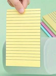 SHEIN 100/200 hojas de notas adhesivas rayadas de 4 colores, portátiles, notas adhesivas para estudiantes, marcador de escritura, notas autoadhesivas fáciles de aplicar, libreta de notas de oficina, hogar, escuela en dos estilos grandes y pequeños, pequeño ayudante de oficina, de vuelta a la escuela