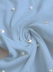 Franclia Áo hai dây trang trí ngọc trai thanh lịch cho nữ - Màu xanh lam - Xem 5