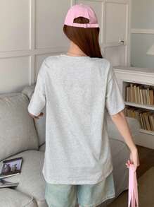 DAZY Women's Casual Slogan Print Short Sleeve T-Shirt, Summer Cute Tops